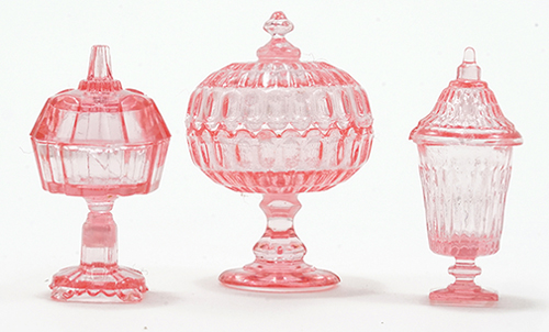 Dollhouse Miniature Candy Dishes, 3Pc Pink